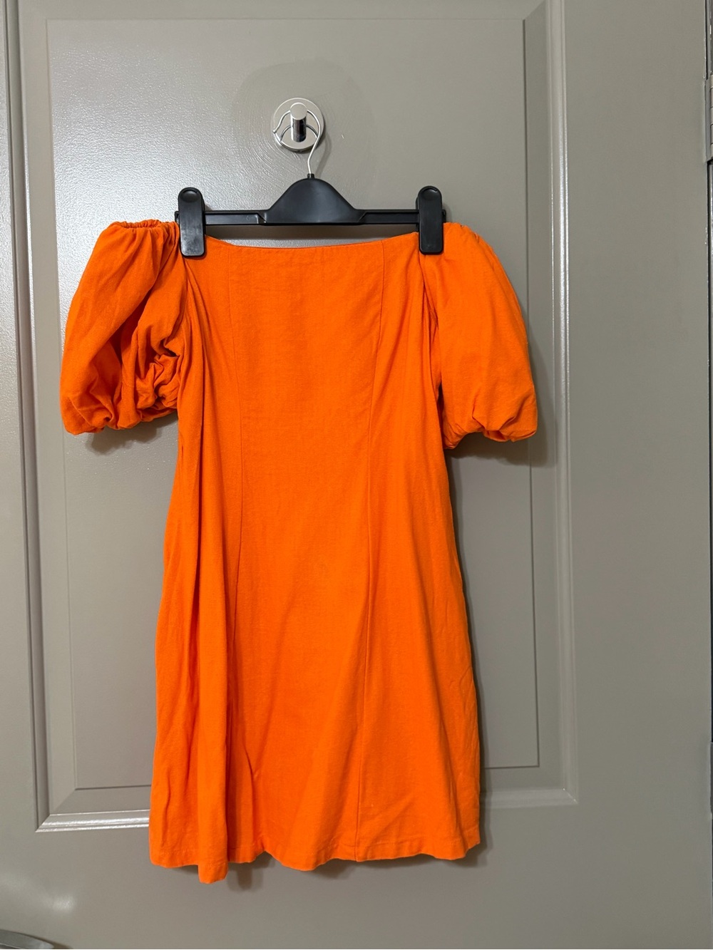 Bar III Orange Puff-Sleeve Off-Shoulder Dress